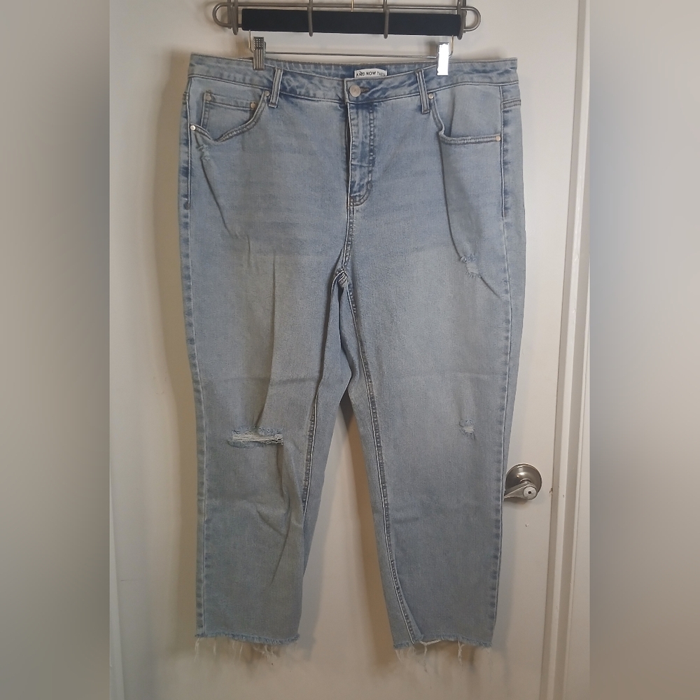 And Now This Light Blue Distressed High Rise Jeans 16W NWOT